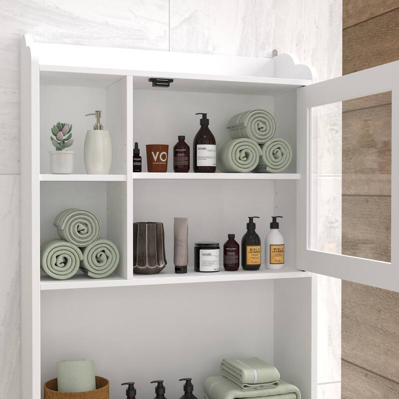 Modern Over The Toilet Space Saver Organization Wood Storage Cabinet For Home