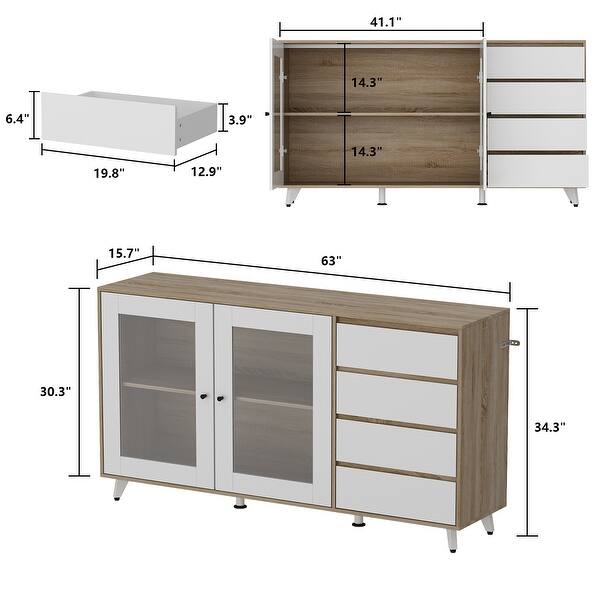 Sideboard Buffet Storage Cupboard Console Table Accent