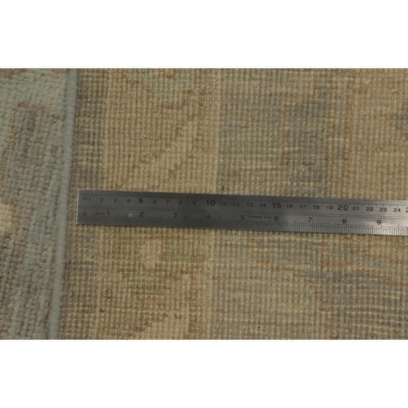 Handmade Gray Oushak Vegetable Dye Area Rug, Flora Geometric Carpet - 9' 10'' X 8' 6''