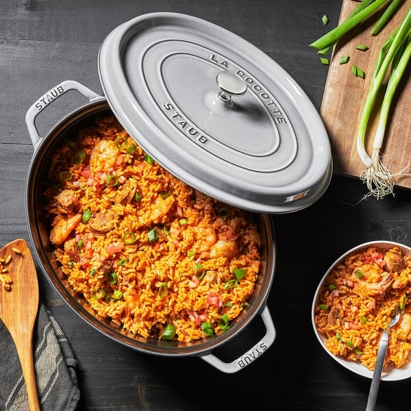 Staub Cast Iron Oval Cocotte Color: Graphite, Size: 5.75 qt