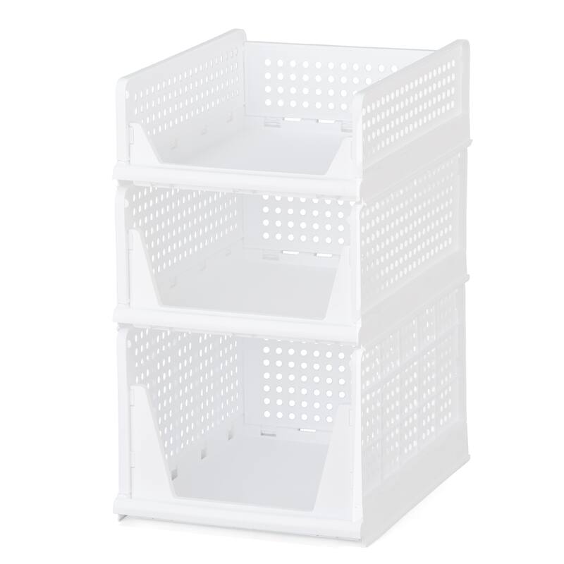 3-Piece Stackable Different Sized Storage Bins Set - 17 x 5.56 x 13.25