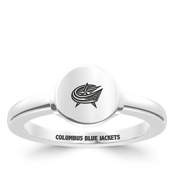 Shop Columbus Blue Jackets Engraved Sterling Silver Signet Ring On Sale Overstock 29916196