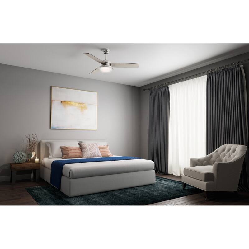 Hunter Fan Sentinel Brushed Nickel 52-inch Ceiling Fan with 3 Reversible Blades - Silver