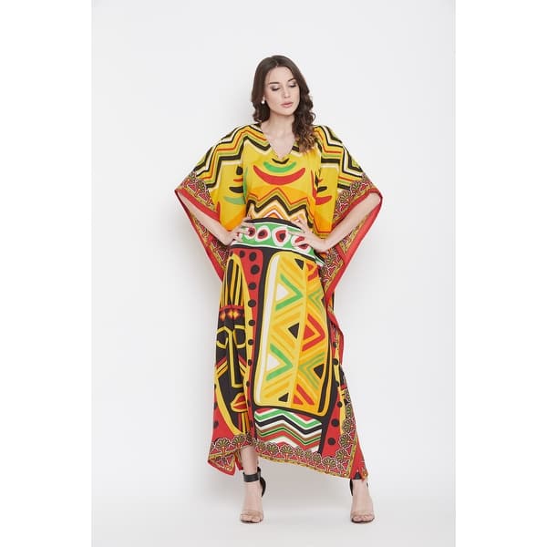 Shop Women Long Kaftan Dress Floral Printed Kaftan Dress Women S Party Wear Hippie Style Maxi Dress Overstock 30433356