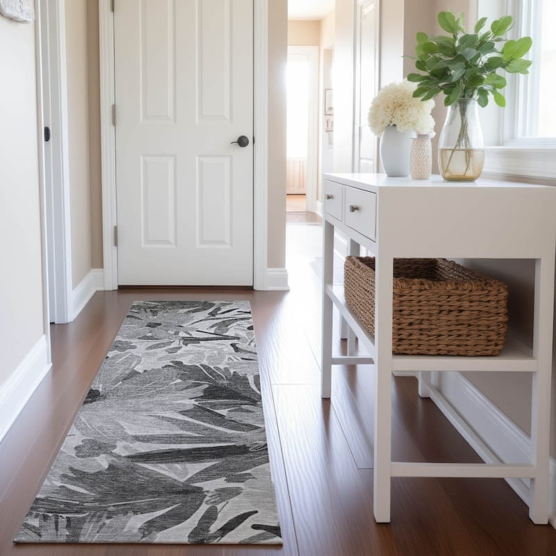 Premium Washable Super Soft Casual Floral Mayfield Rug - Gray - 2'3" x 7'6"