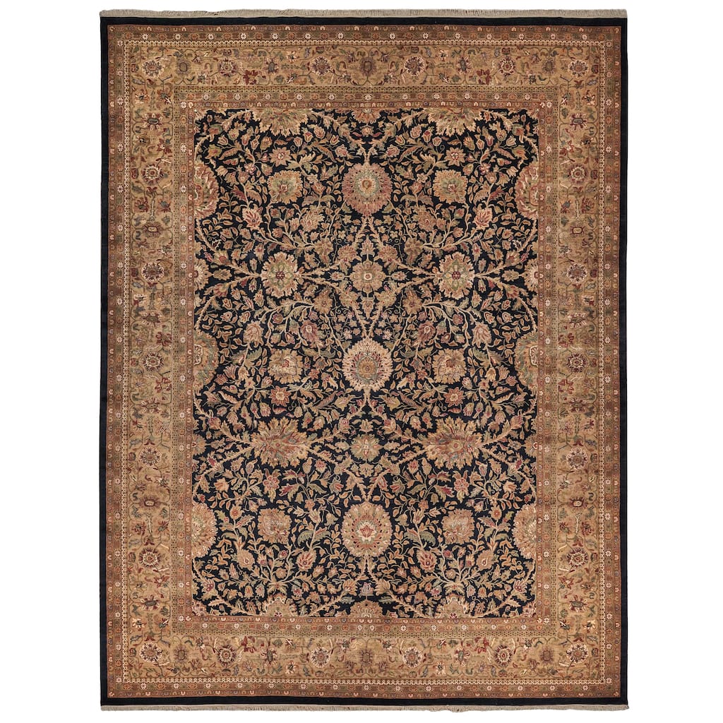 EXQUISITE RUGS ONE-OF-A-KIND Antique Weave Moghul Hand Knotted Black Rug - 15'1"x20'