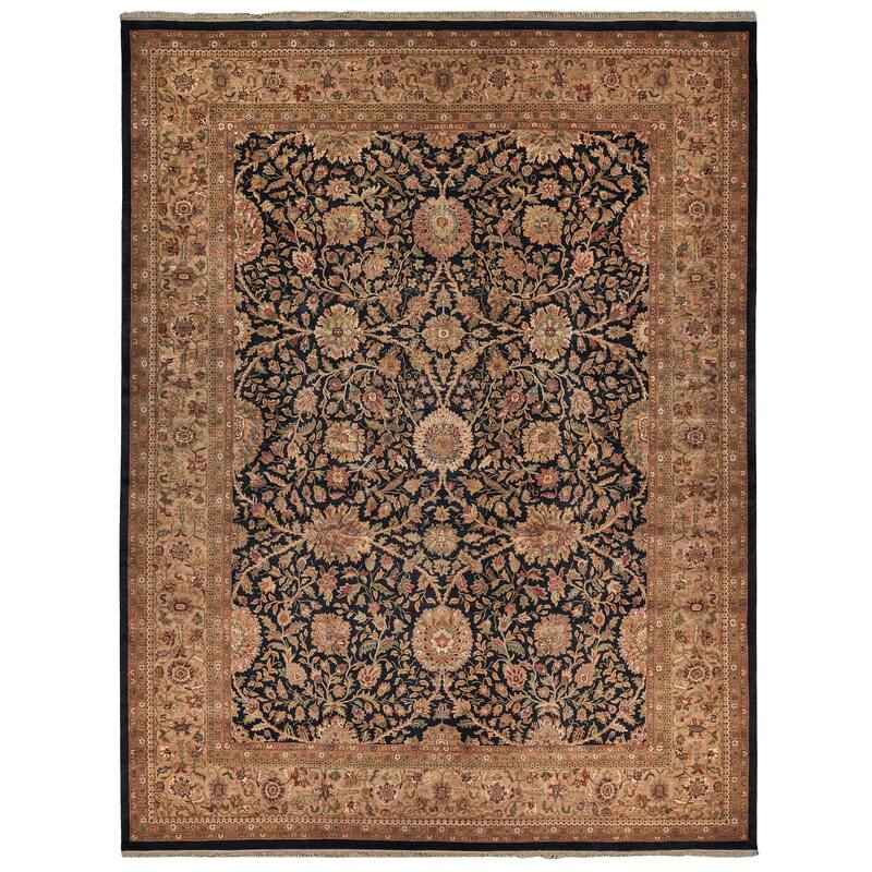 EXQUISITE RUGS ONE-OF-A-KIND Antique Weave Moghul Hand Knotted Black Rug - 15'1"x20'