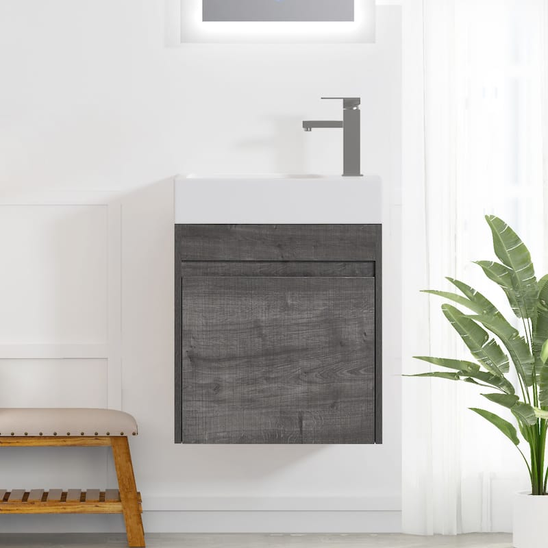 Wall 18'' Single Bathroom Vanity with Sink and Resin Vanity Top