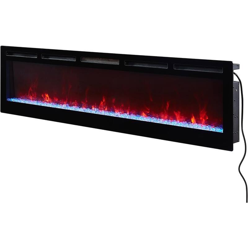 36 - 72 inch Wall Mount and Recessed Electric Fireplace in Black