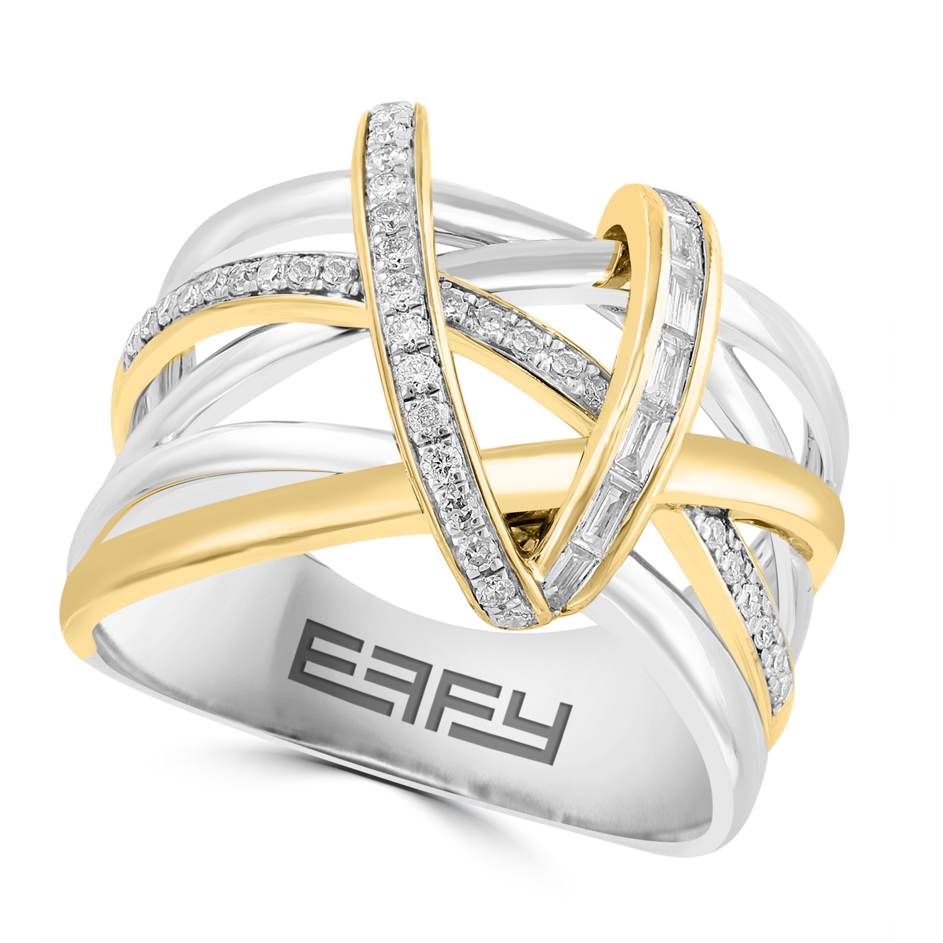 EFFY 925 Sterling Silver and Gold over Silver Cross Ring