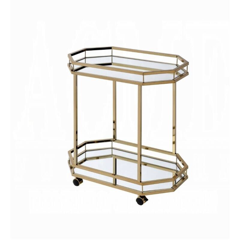 Lacole Mirrior & Champagne Finish Serving cart - Champagne