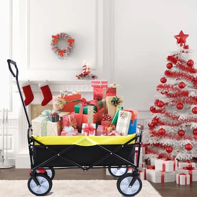 Folding Garden, Shopping, & Beach Wagon Cart Constructed of Durable Metal