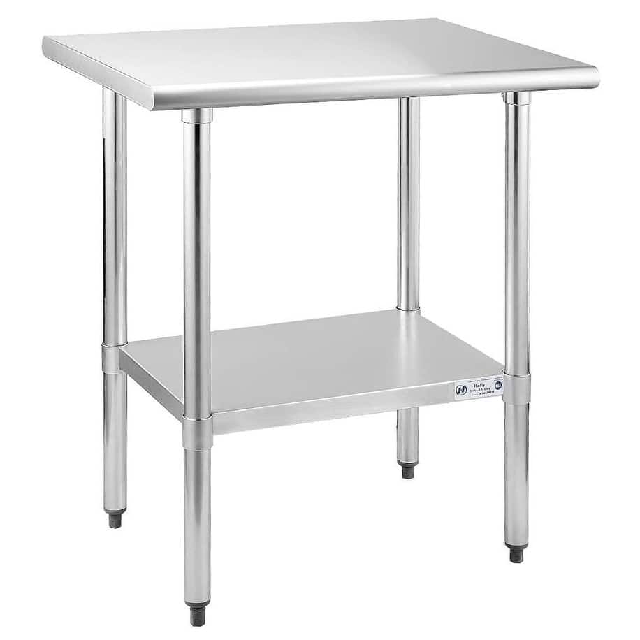 30" x 24" Stainless Steel Work Table with Under Shelf - 30 x 24