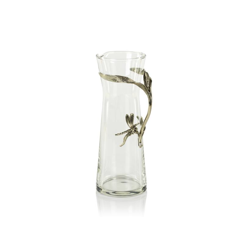 Dragonfly on Stalk Pewter & Glass Pitcher
