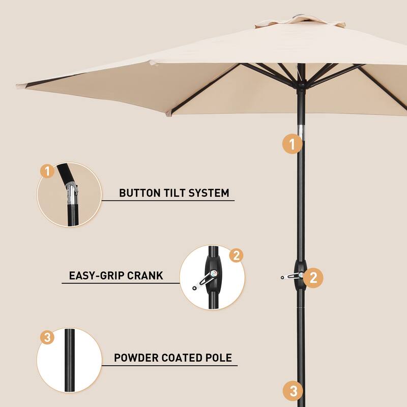 9ft Outdoor Patio Umbrella 6 Ribs with Tilt & Crank.