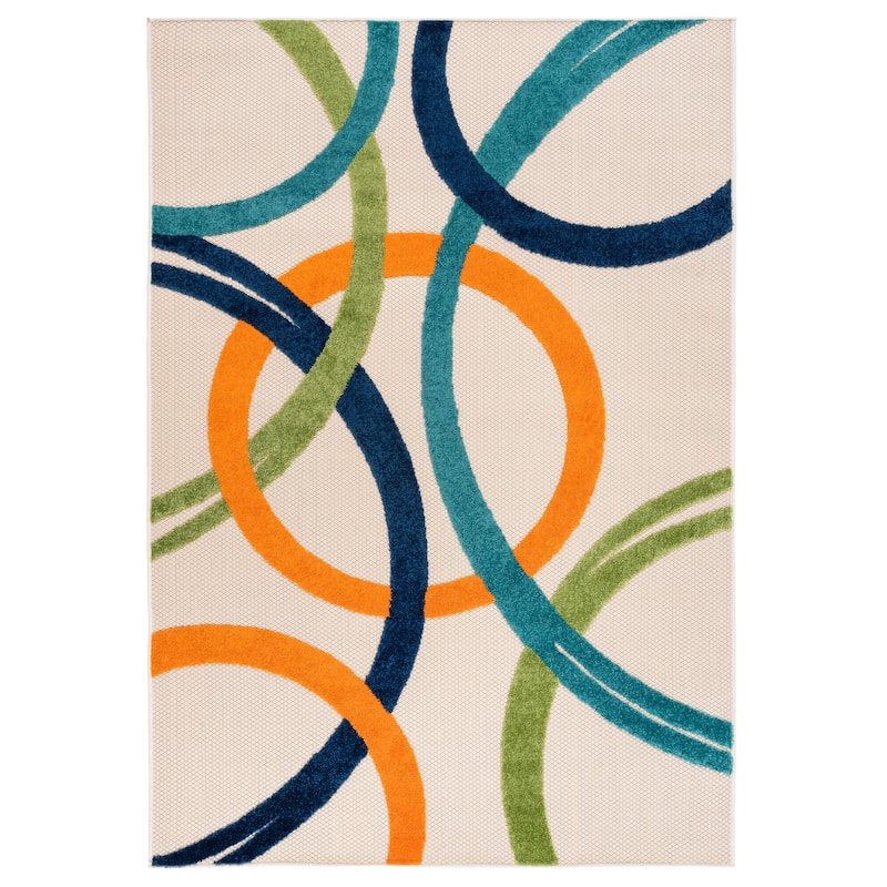 World Rug Gallery Contemporary Circular Indoor/Outdoor Area Rug