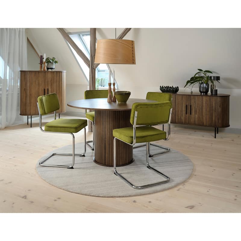 Rye Studio Corduroy Dining Chairs with Chrome Legs, Set of 2 - Green
