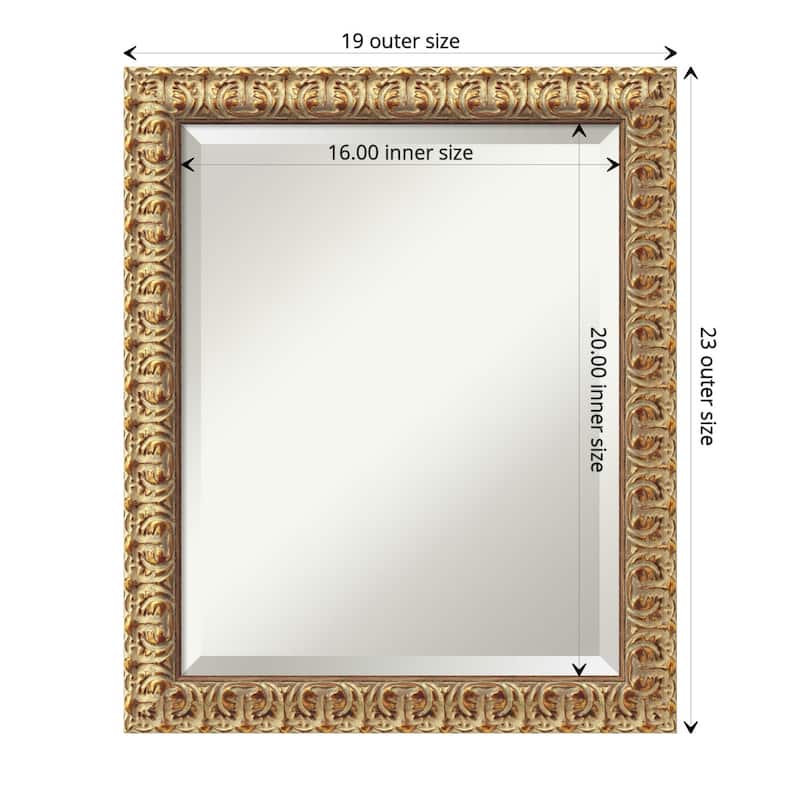 Beveled Wood Wall Mirror - Florentine Gold Frame - Florentine Gold - Mirror Size: 16 x 20