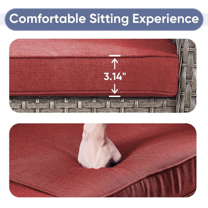 Gymojoy Outdoor Wicker Patio Furniture Loveseat Glider & Chair Set Weather-Resistant