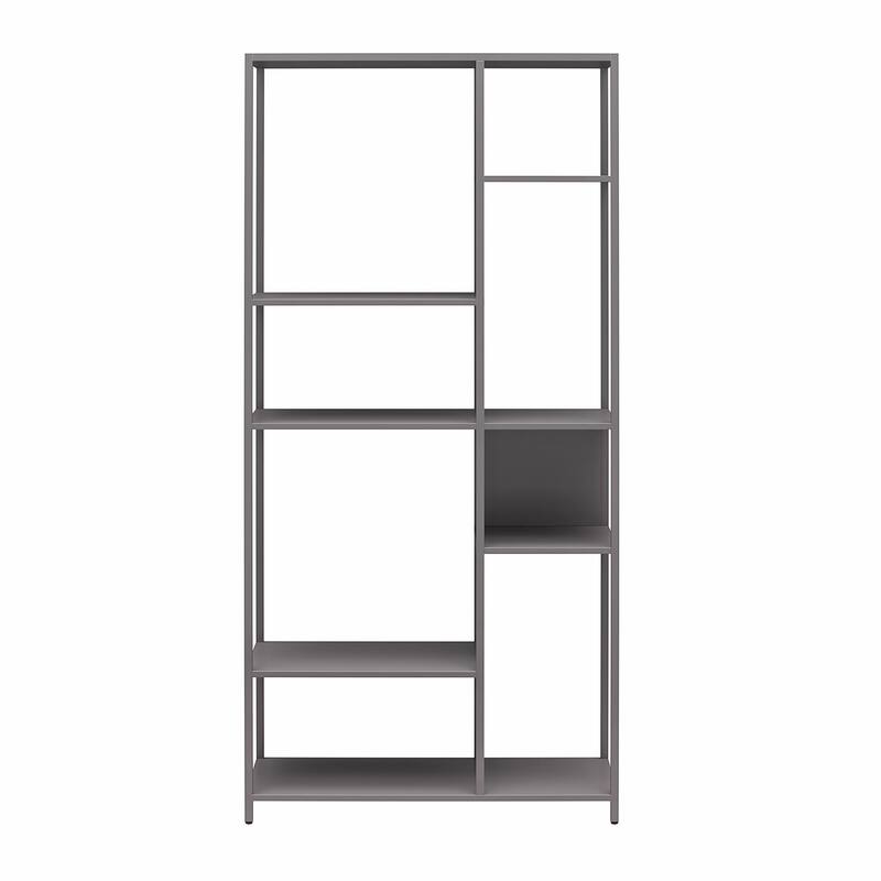 Anmytek Modern Metal Shelving Unit Open Shelf Storage Gray Frame Contemporary Living Room Office Organizer