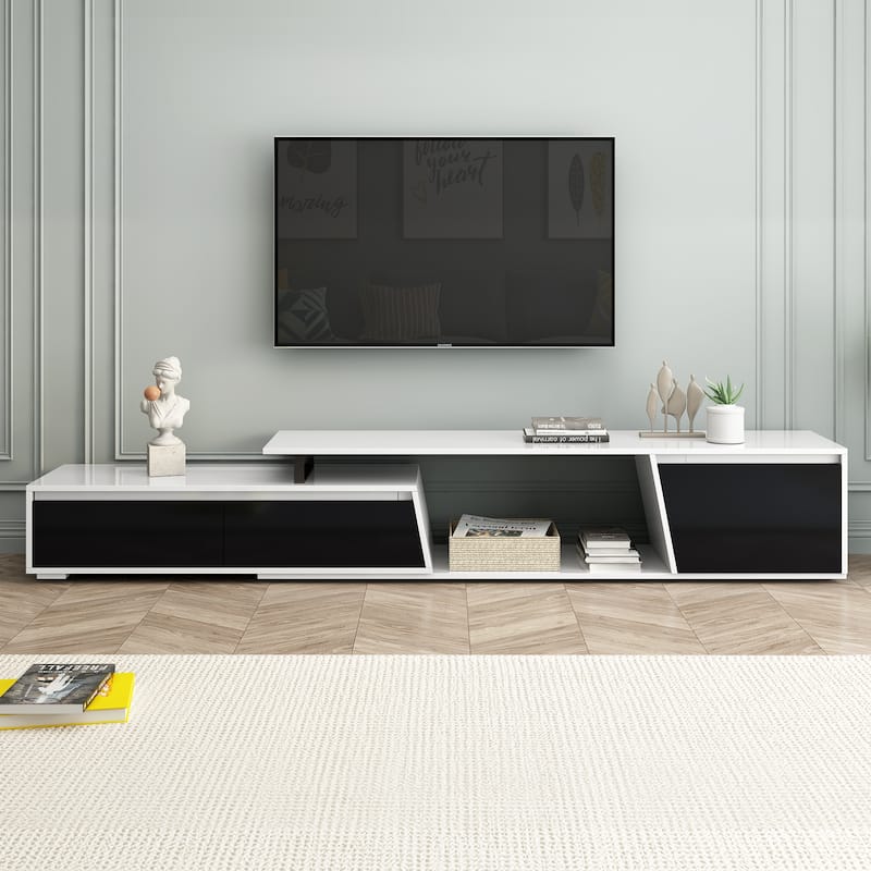 Extendable TV Stand, Entertainment Center Media Console Cabinet with 2 Drawers, TV Console for Living Room, Up to 100"
