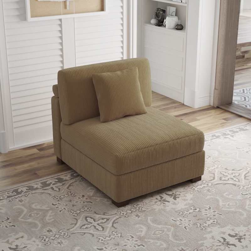 Corduroy Couch Modular Sectional Sofa with Pillows