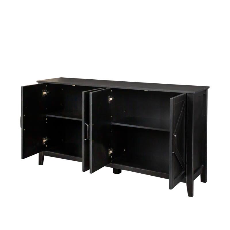 59" Sideboard Buffet Cabinet with Storage, Freestanding Wood Coffee Bar Cabinet with 4 Doors for Kitchen, Hallway