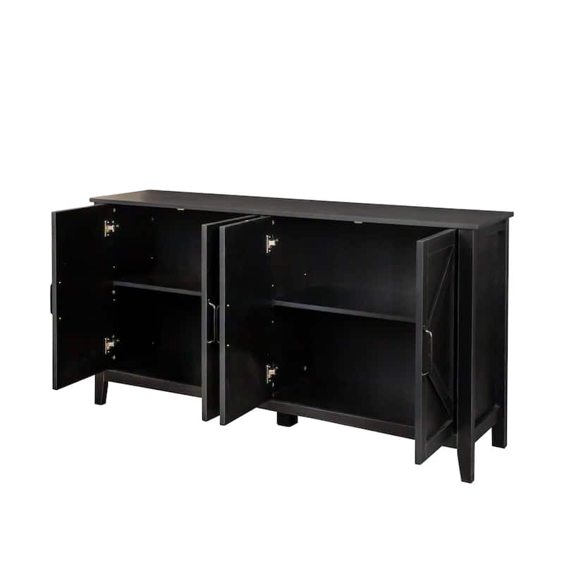 Cabinet with 4 Doors and 4 open shelgves,Freestanding Sideboard Storage Cabinet