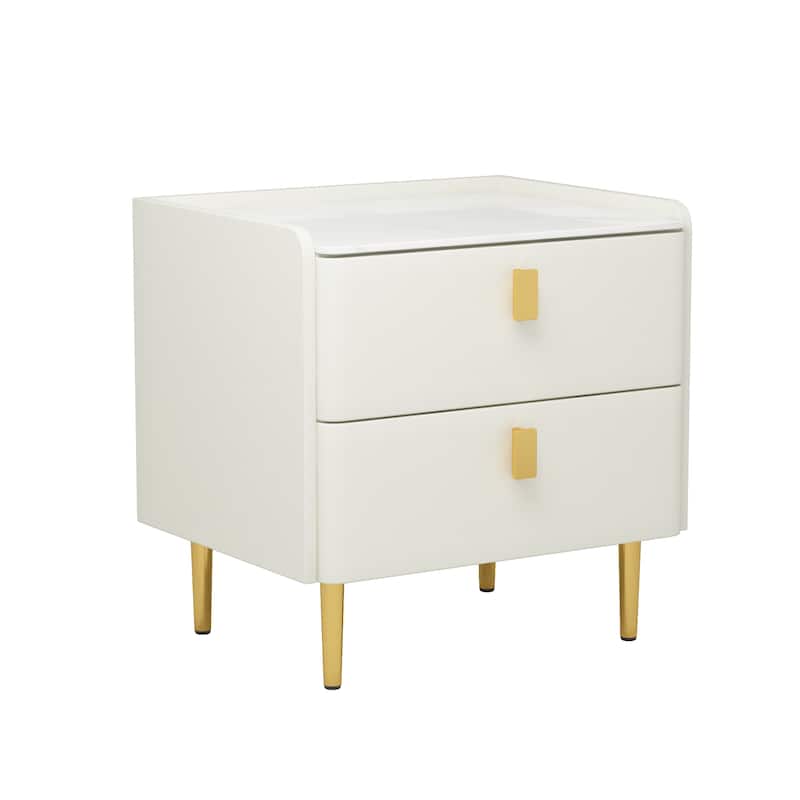 Modern Luxury 2-drawer Faux Leather Bedroom Nightstand