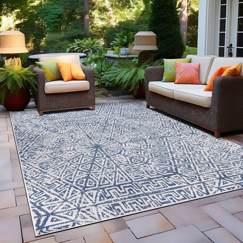 World Rug Gallery Contemporary Geometric Indoor/Outdoor Area Rug