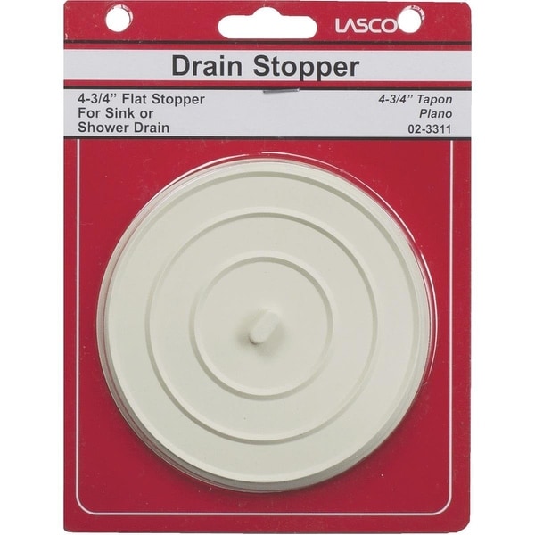 Lasco 02 3311 Universal Fit Flat Suction Type Rubber Sink Stopper 4 3 4 White