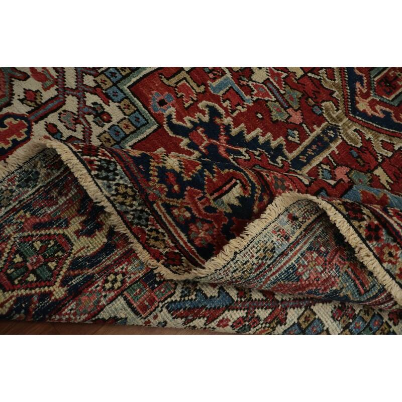 Hand Knotted Oriental 100% Wool Carpet Traditional Medallion Red Heriz Area Rug - 10' 8'' X 7' 7''