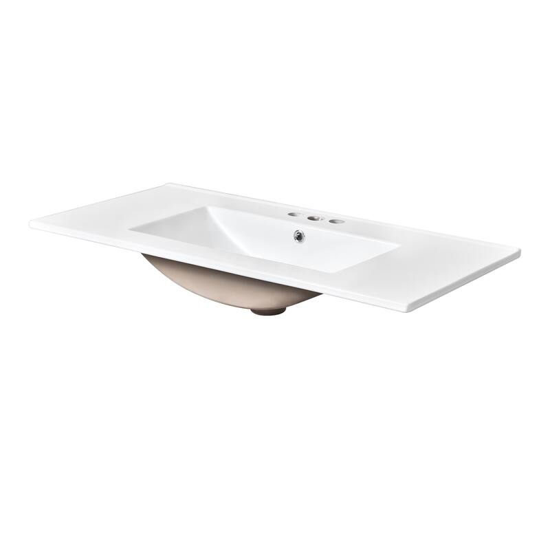 Roomfitters 36" Vanity with Sink, Modern Bathroom Cabinet with 2 Drawers and Tip-out Storage, Freestanding Design
