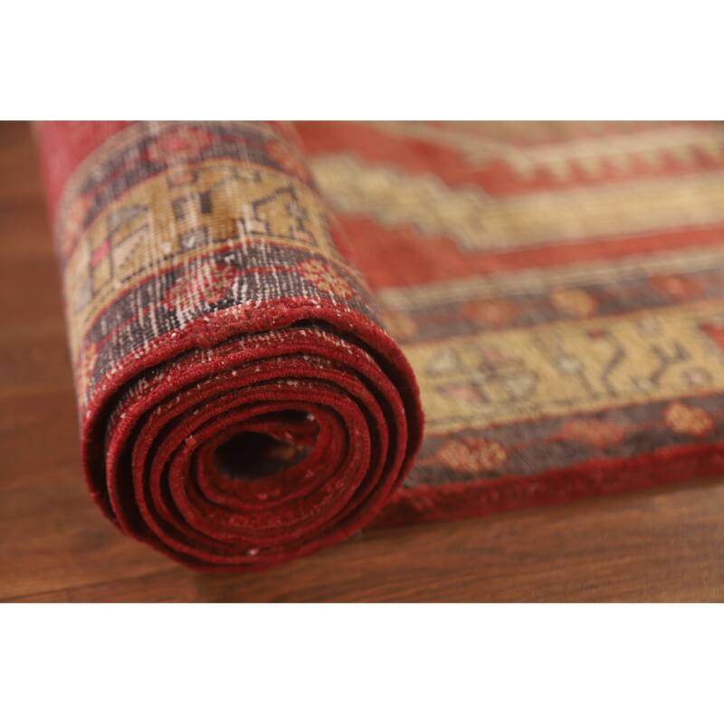 Vegetable Dye Ardebil Persian Runner Rug Hand-knotted Wool Carpet - 3'3"x 12'8"