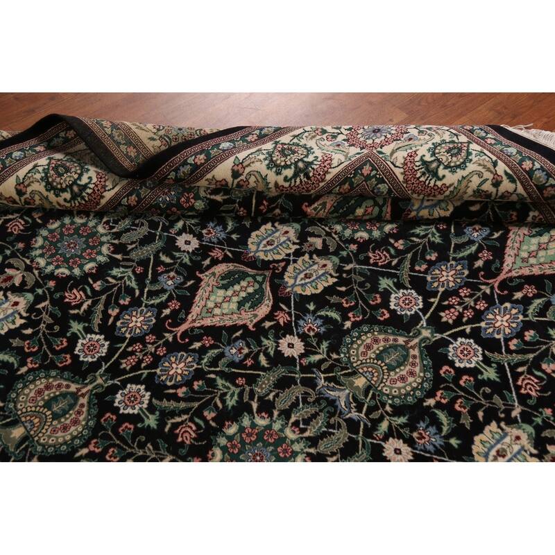 Black Vegetable Dye Aubusson Chinese Area Rug Hand-Knotted Wool Carpet - 6'2"x 9'7"