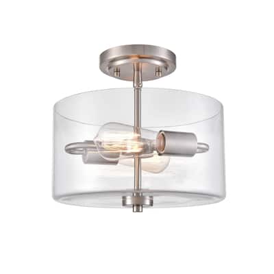 Millennium Lighting Verlana 2 Light Semi-Flush Mount Fixture in Multiple Finishes with Clear Glass Shades