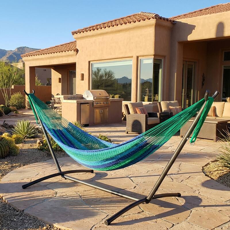 Mayan Family Hammock XXL Blue Handwoven Thick Cord - 880-lb. Capacity
