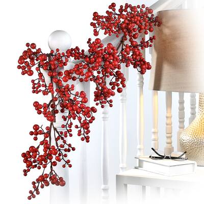 48" Waterproof Mixed Berry Garland - Red