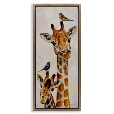 Stupell Giraffe & Perched Birds Framed Floater Canvas Wall Art Design by Karen Weber Fine Art
