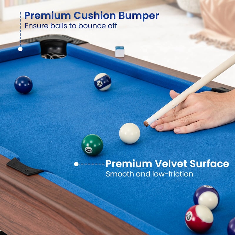 48" Wooden Billiard Tables Snooker Table Compact Pool Game Table
