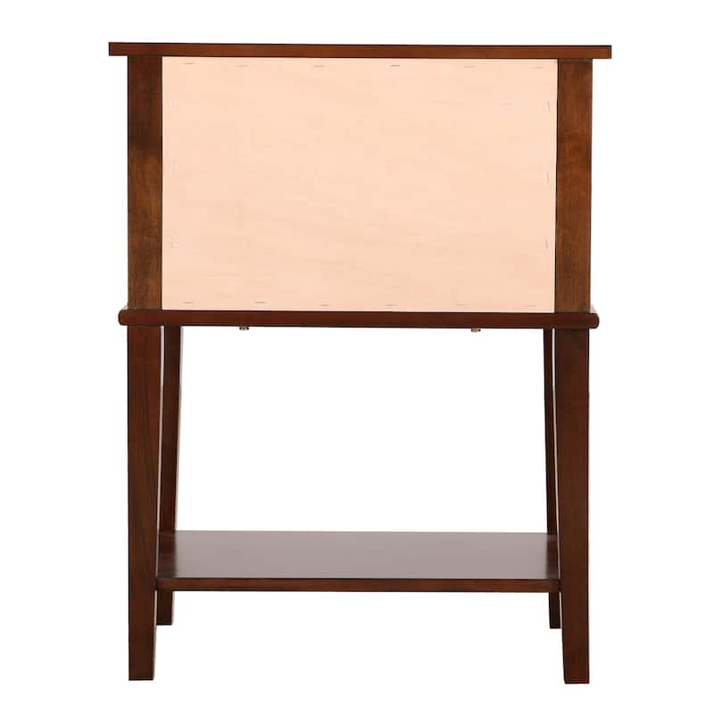 Rectangular Wooden Nightstand with 2-Drawers - 28" - Brown