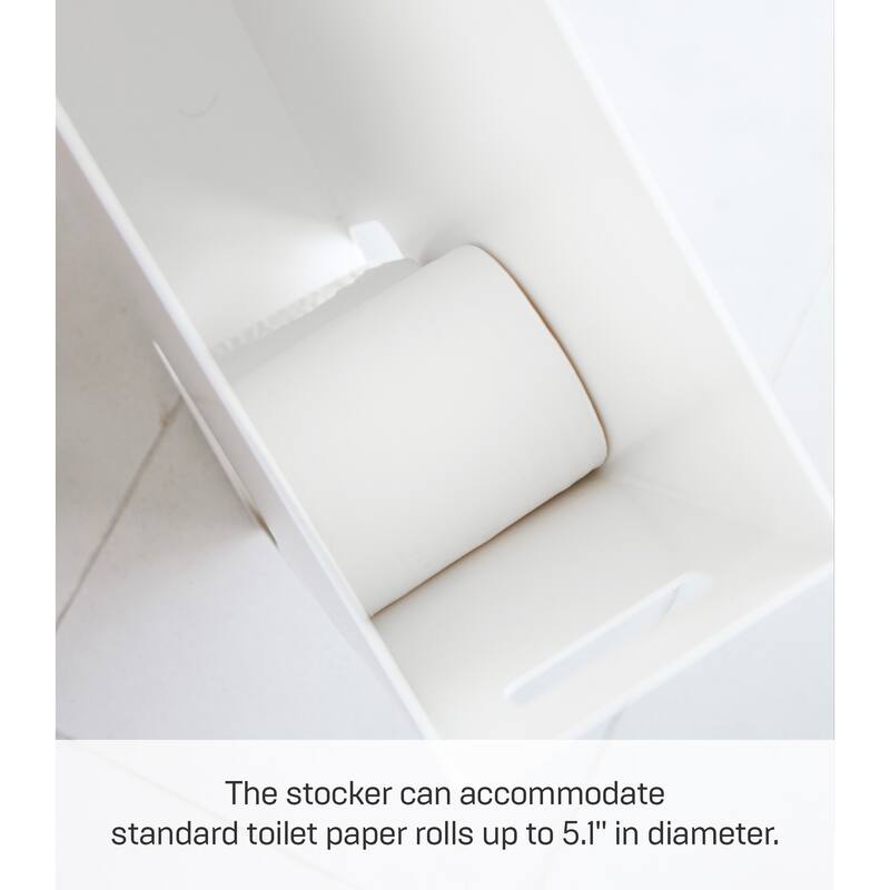 Yamazaki Home Toilet Paper Stocker, Steel, Holds 8-12 toilet paper rolls, Holds 4.4 lbs