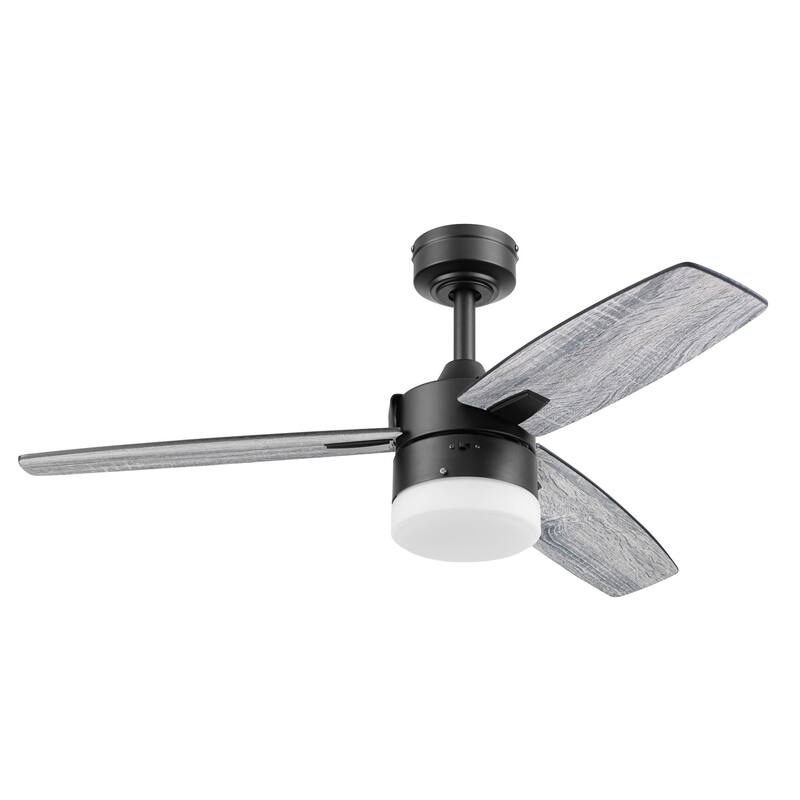 42" Honeywell Conifer Matte Black Outdoor Ceiling Fan with Light, Remote Control - 42 Inches