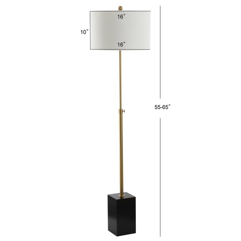 Oskar 65" Adjustable Height LED Floor Lamp, Brass/Black by JONATHAN Y - Black/Brass Gold - 55-65" H x 16" W x 16" D