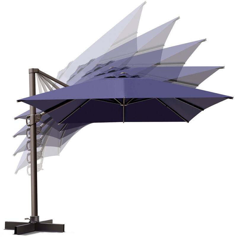 VredHom 10X13 FT Patio Outdoor Cantilever-Offset Umbrella with Base Stand