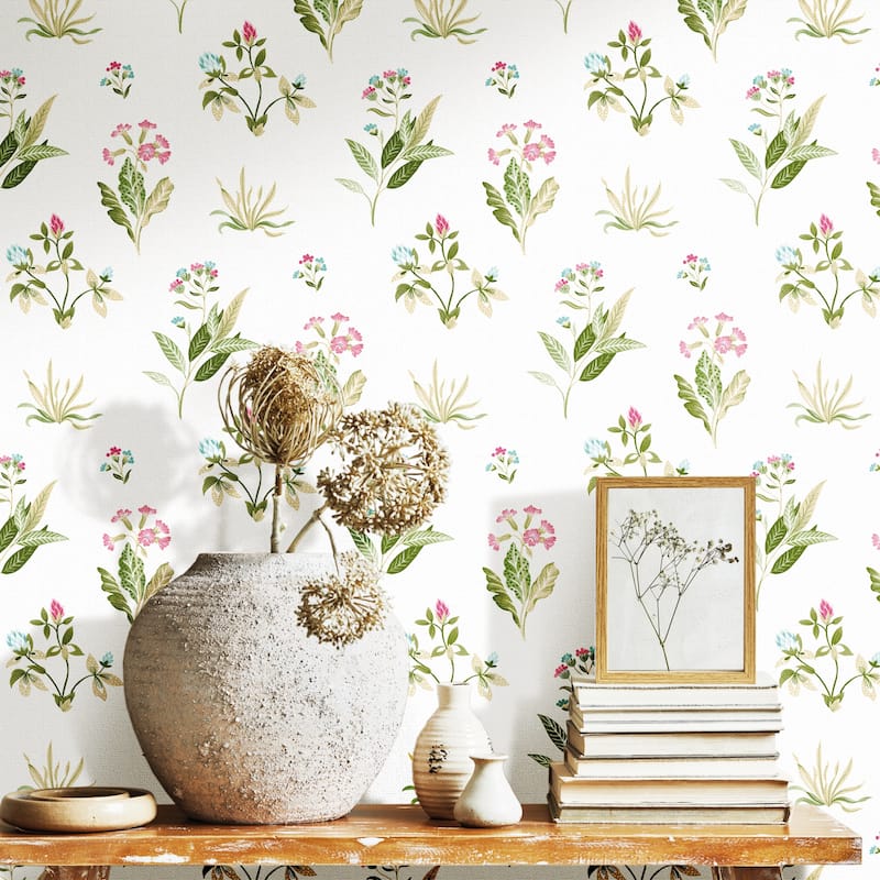 Galerie Wallcoverings Cottage Chic Large Floral and Leaf Motif ECODECO Material Matte Wallpaper Roll