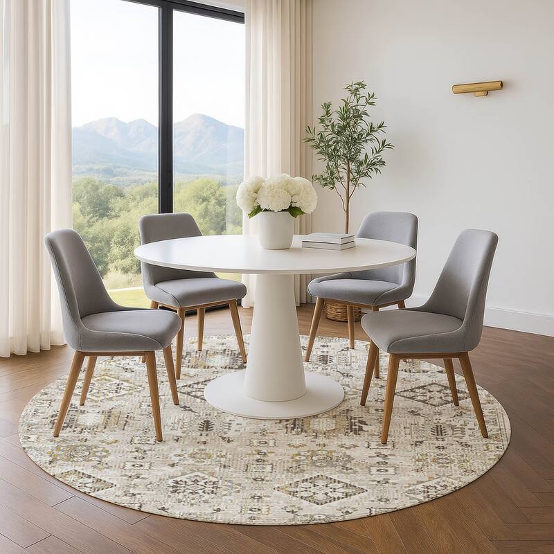 Premium Washable Super Soft Traditional Nora Mayfield Rug - Linen - 8' x 8'