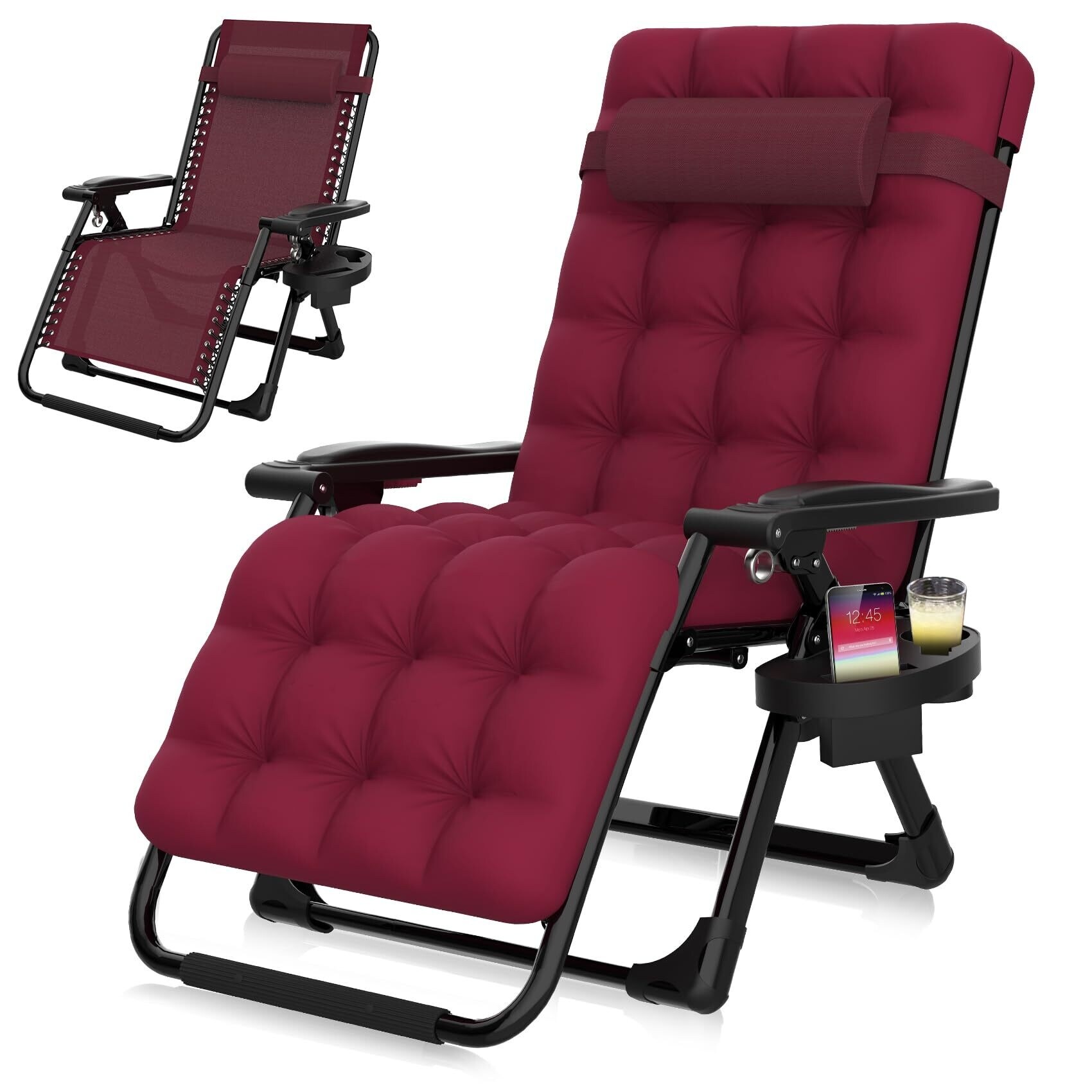 Zero Gravity Chair Reclining Camping Lounge Chair w Removable Cushion Reclining Patio Chairs Folding for Indoor and Outdoor On Sale Bed Bath Beyond 40768297