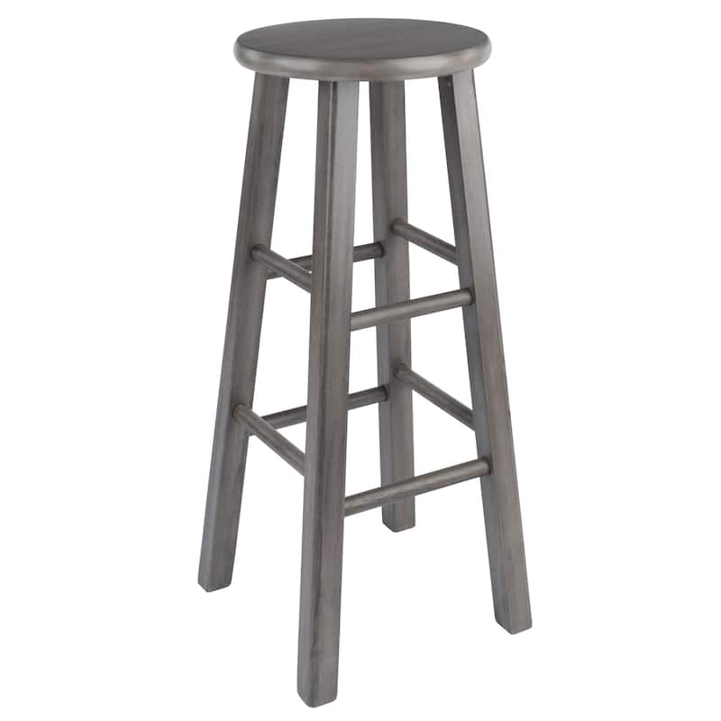 Ivy Square Leg Bar Stool, Rustic Oyster Gray - 13.6 x 13.6 x 29.1 inches - Rustic Gray