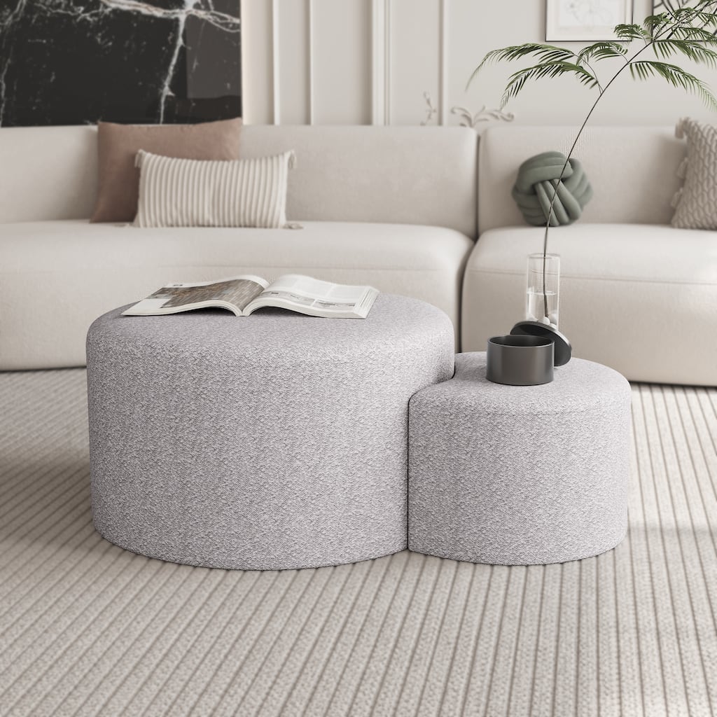 Set of 2 Upholstered Nesting Coffee Tables